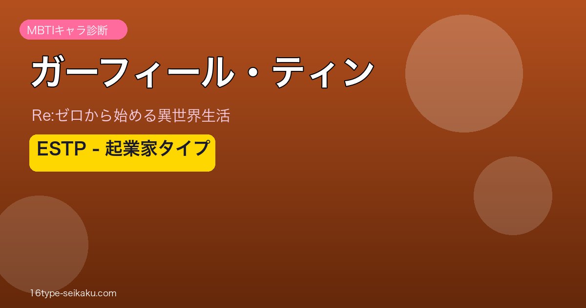 ガーフィール・ティン ESTP MBTIキャラ診断
