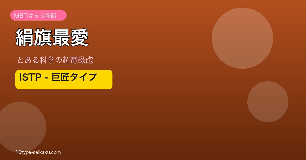 絹旗最愛（とある科学の超電磁砲）MBTIキャラ診断 ISTP