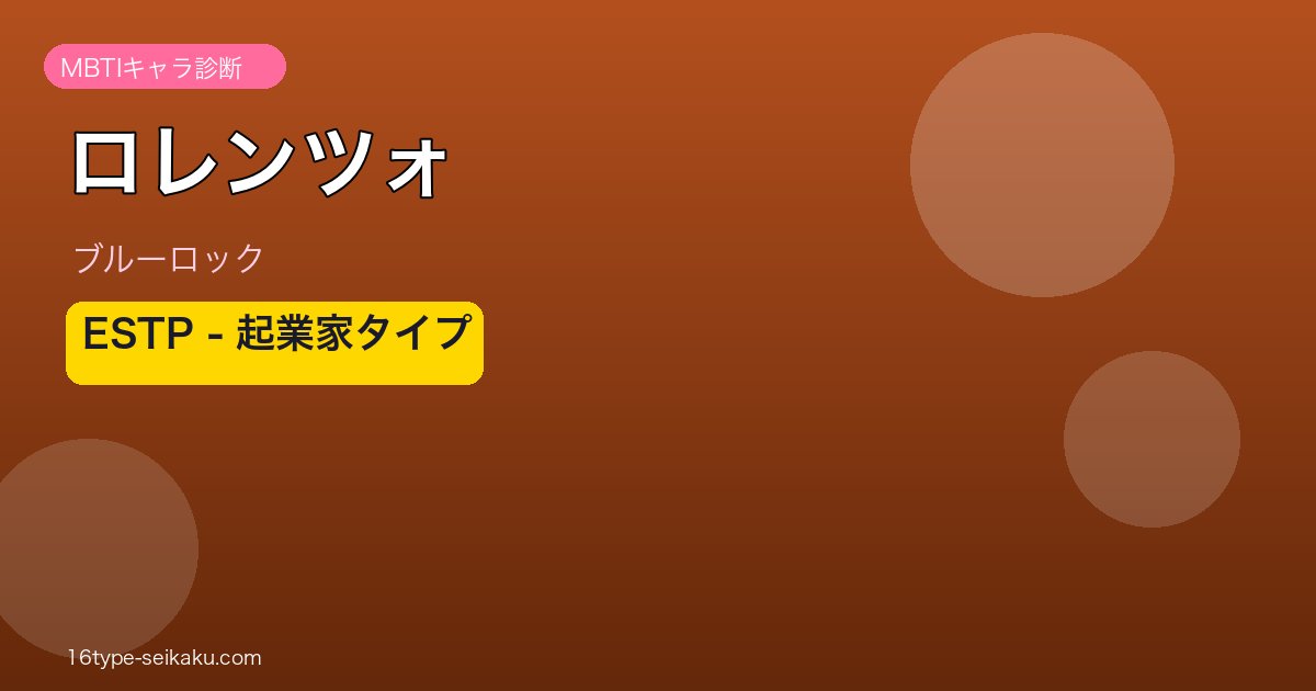 ロレンツォ（ブルーロック）MBTI ESTP アイキャッチ