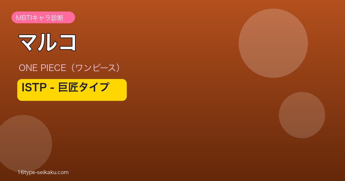 マルコ MBTI ISTP ワンピース