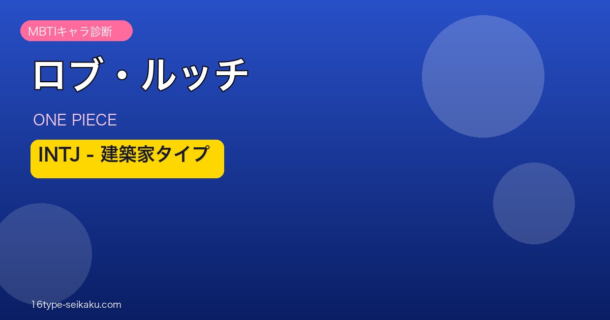 ロブ・ルッチ MBTI INTJ