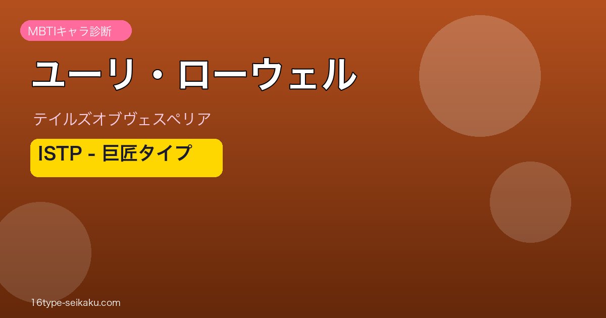 ユーリ・ローウェル（テイルズ オブ ヴェスペリア）ISTP MBTIキャラ診断