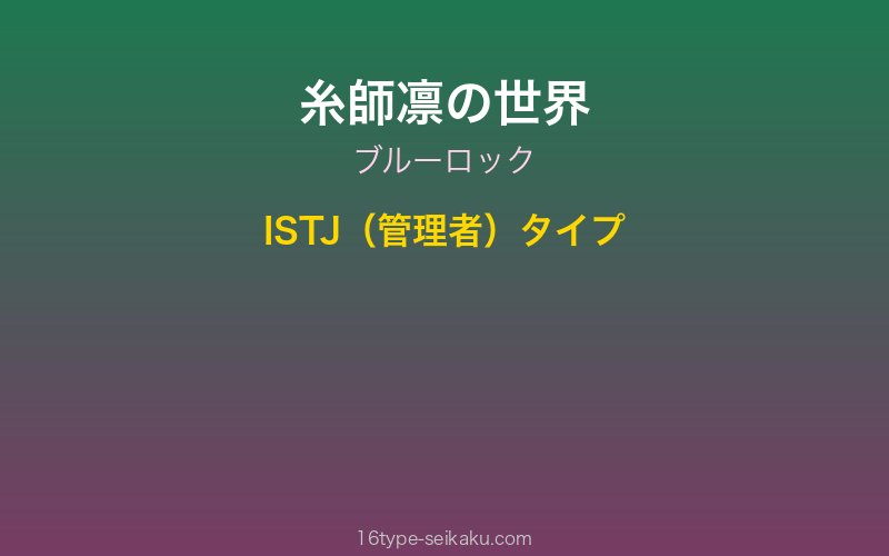 糸師凛 キャラクターイメージ