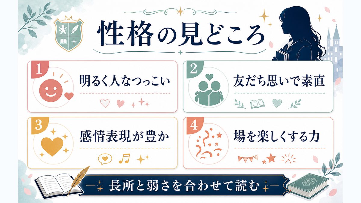 ベッキー・ブラックベル（スパイファミリー）の性格特性とは？の要点をまとめたMBTIキャラ診断インフォグラフィック