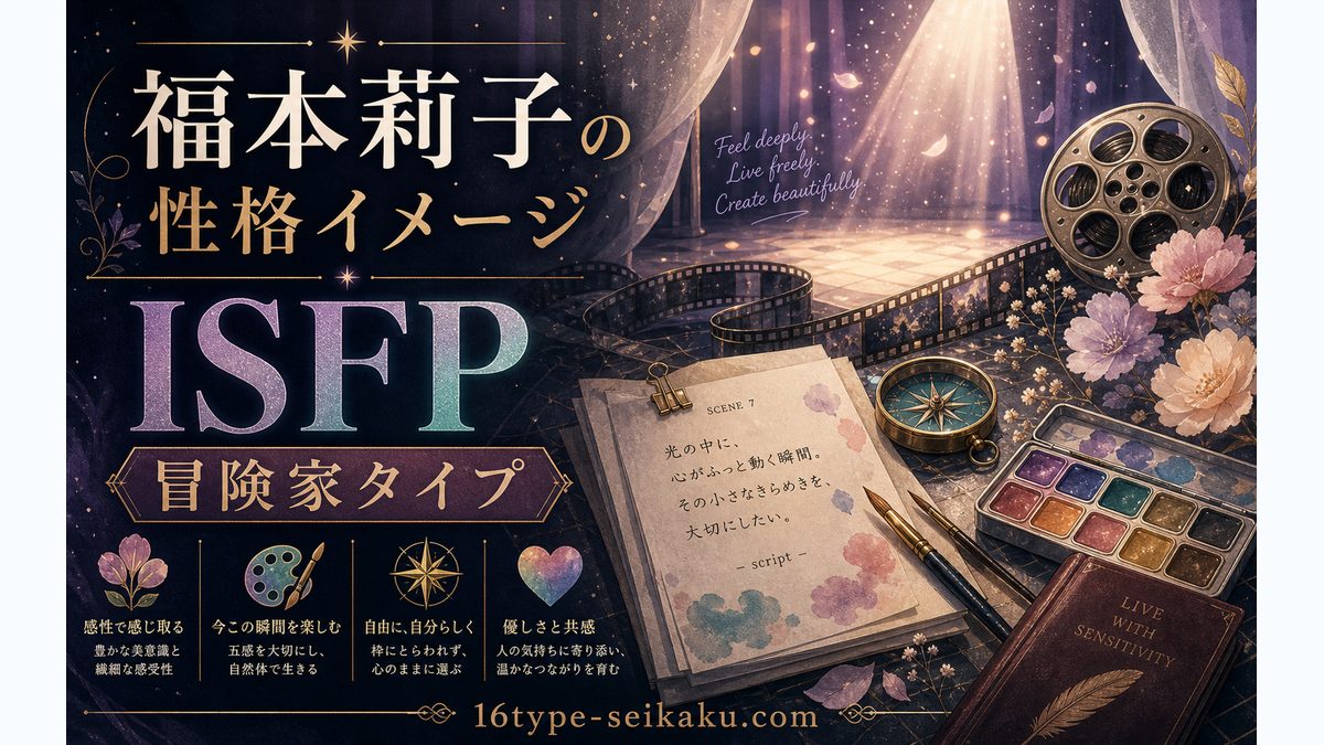 福本莉子の性格を表すエピソードの要点をまとめたMBTI人物分析インフォグラフィック
