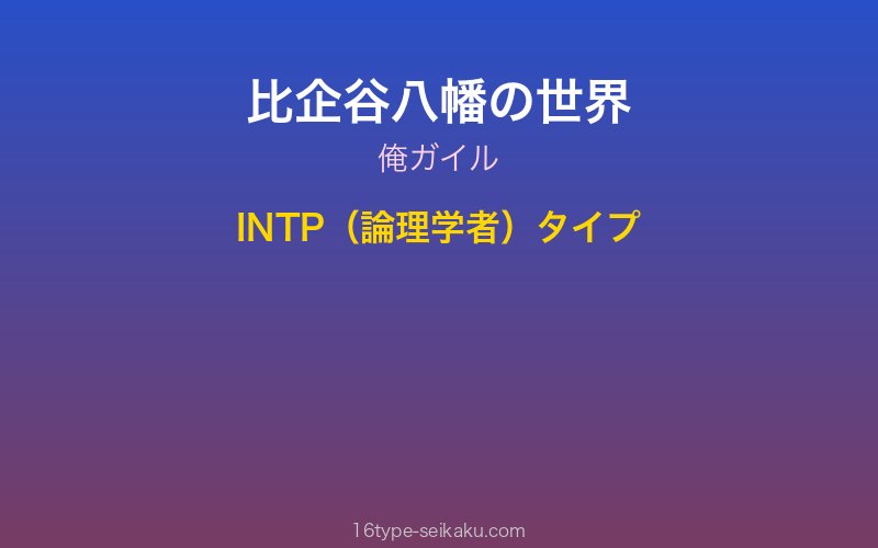 比企谷八幡 キャラクターイメージ