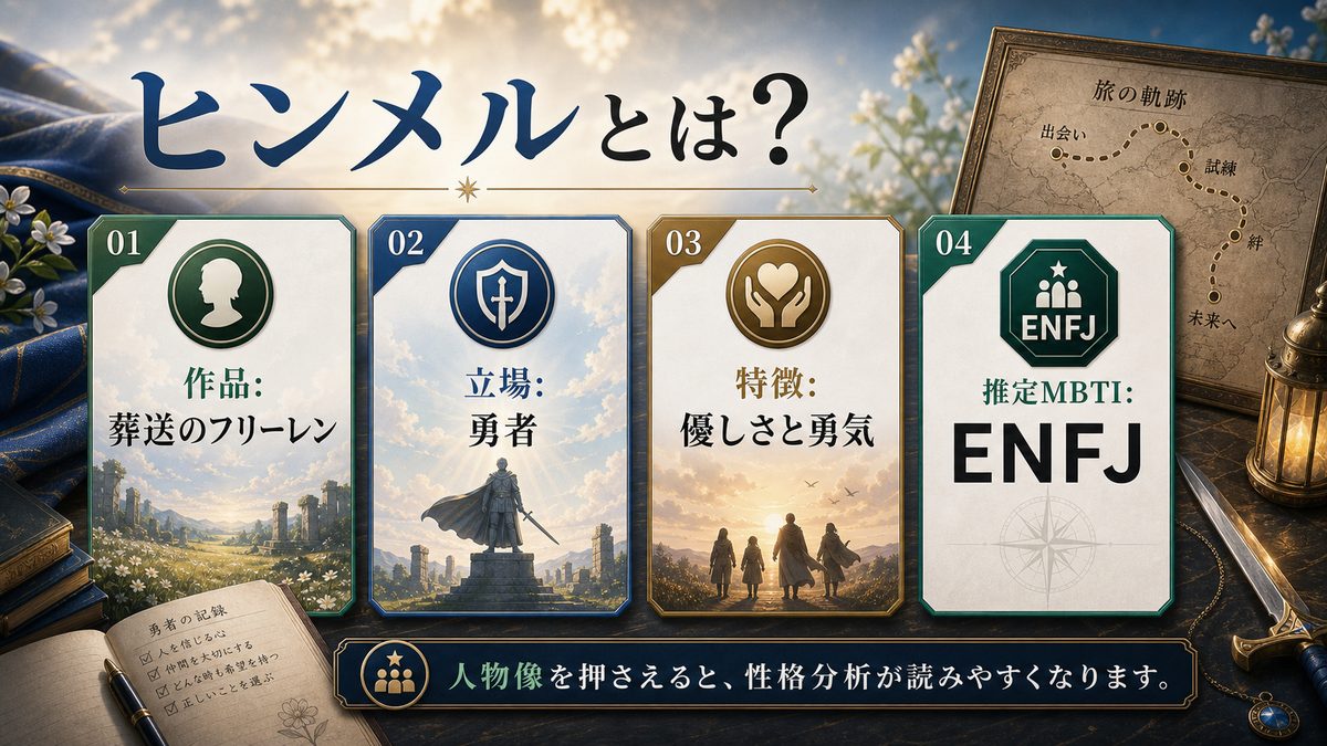 ヒンメル（葬送のフリーレン）とは？の要点をまとめたMBTIキャラ診断インフォグラフィック
