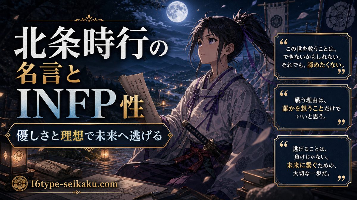 北条時行の心に残る名言・名セリフの要点をまとめたMBTIキャラ診断インフォグラフィック