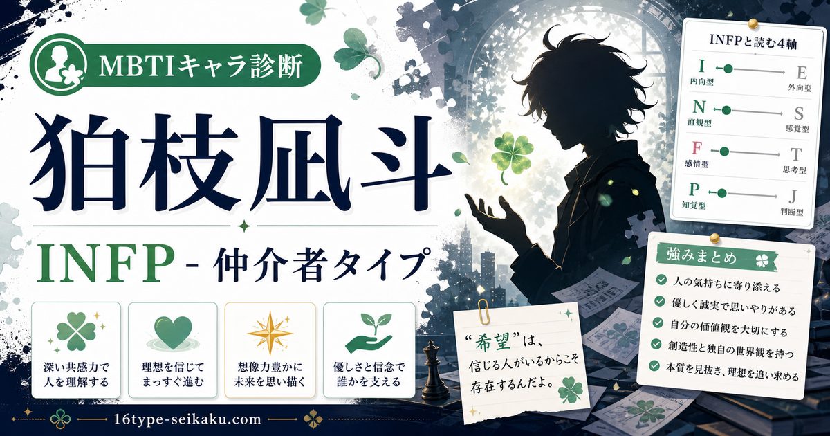 狛枝凪斗のMBTIキャラ診断アイキャッチ画像