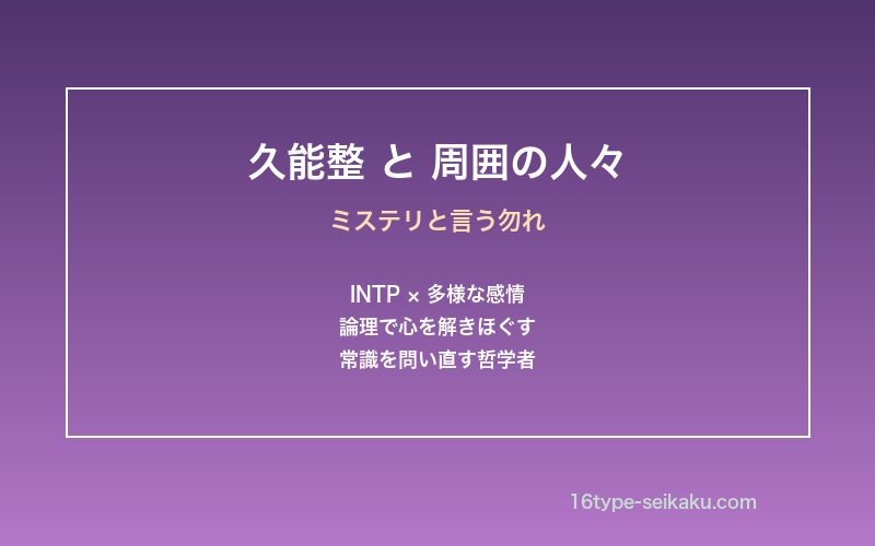 久能整と周囲の人々を象徴するイメージ画像