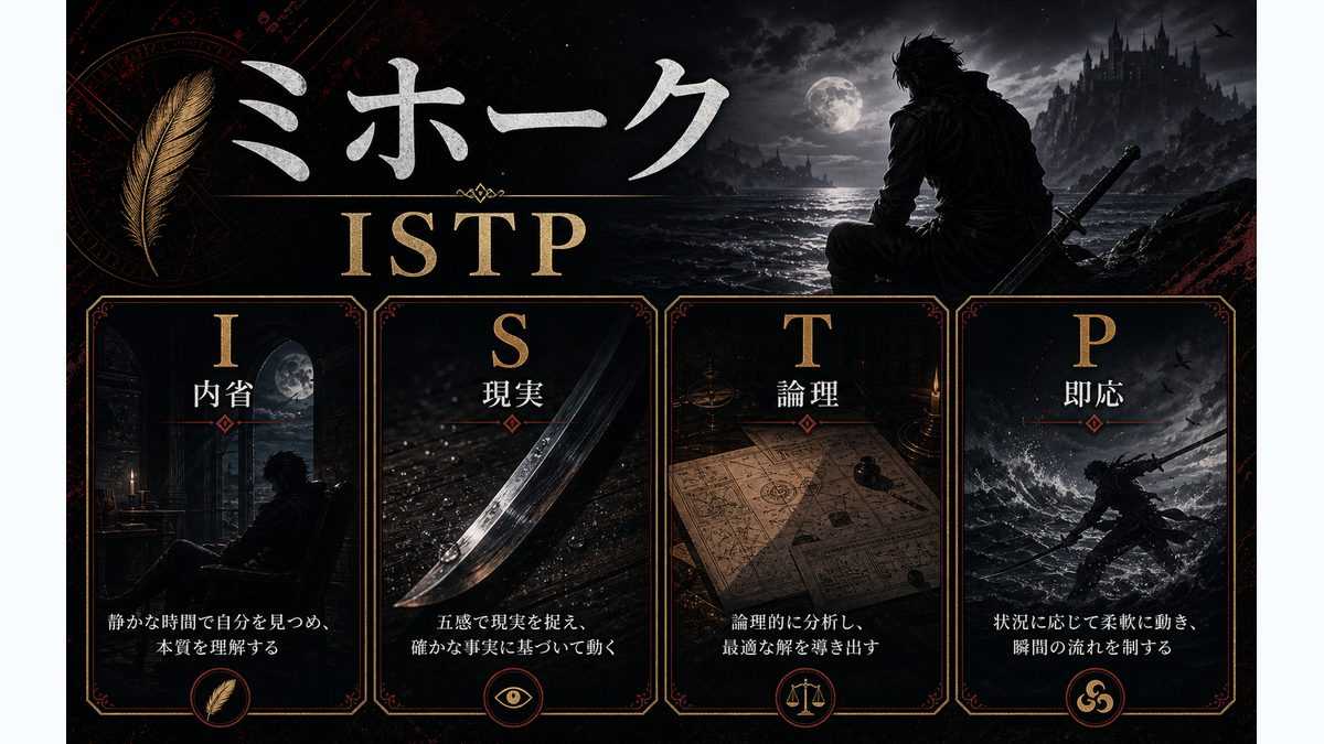 なぜジュラキュール・ミホーク（ワンピース）がISTP（職人）なのかの要点をまとめたMBTIキャラ診断インフォグラフィック