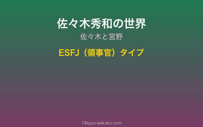 佐々木秀和 キャラクターイメージ