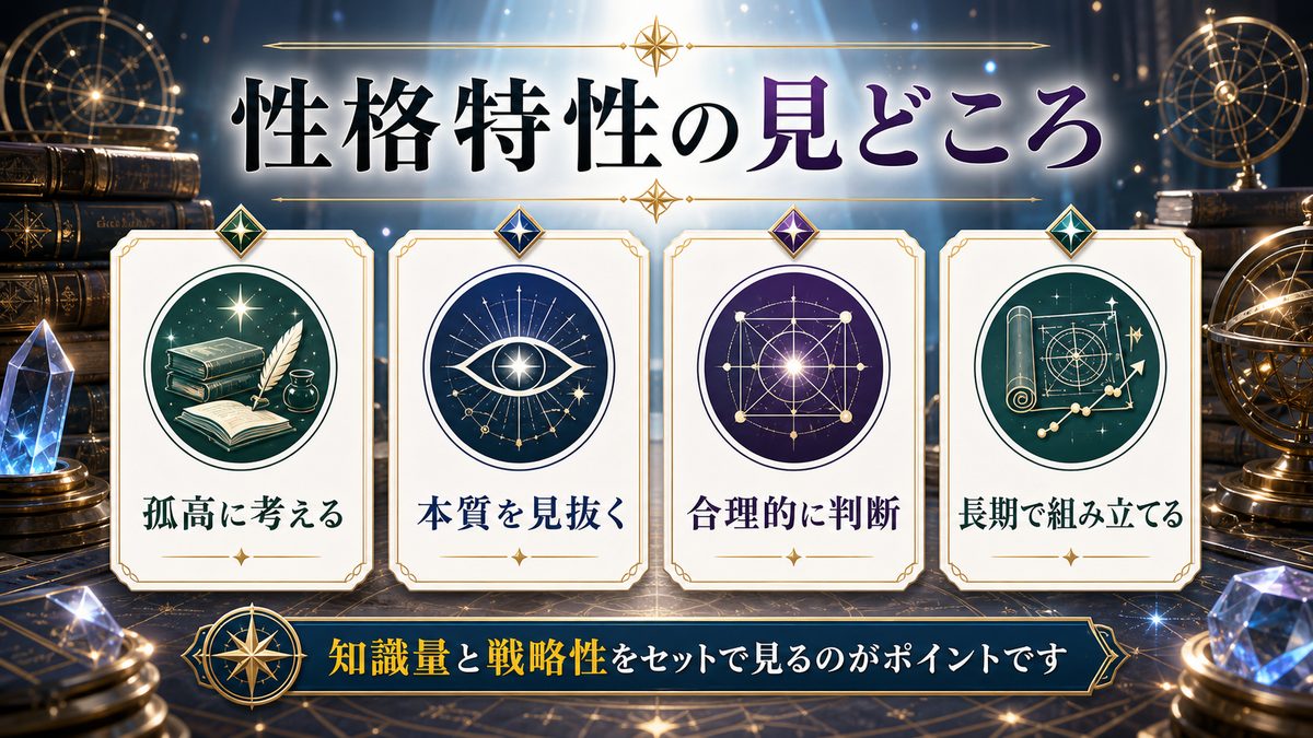 ゼーリエ（葬送のフリーレン）の性格特性とは？の要点をまとめたMBTIキャラ診断インフォグラフィック