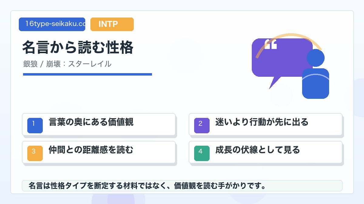 銀狼の心に残る名言・名セリフ 6選の要点をまとめたMBTIキャラ診断インフォグラフィック