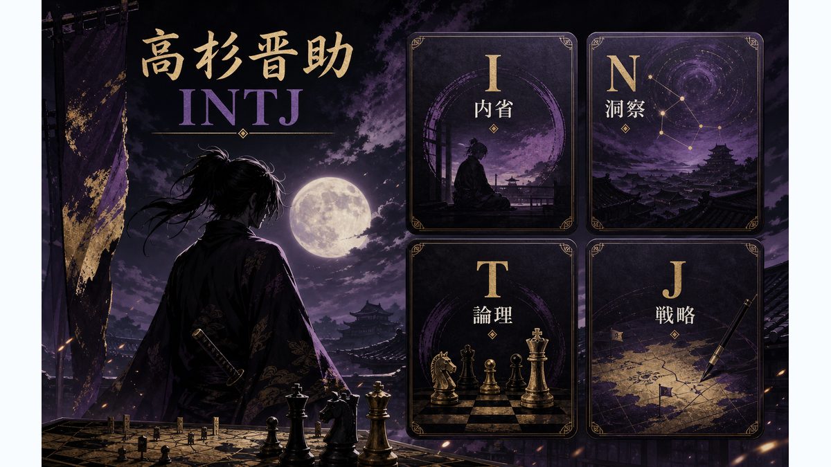 高杉晋助がINTJ（建築家）タイプである理由の要点をまとめたMBTIキャラ診断インフォグラフィック