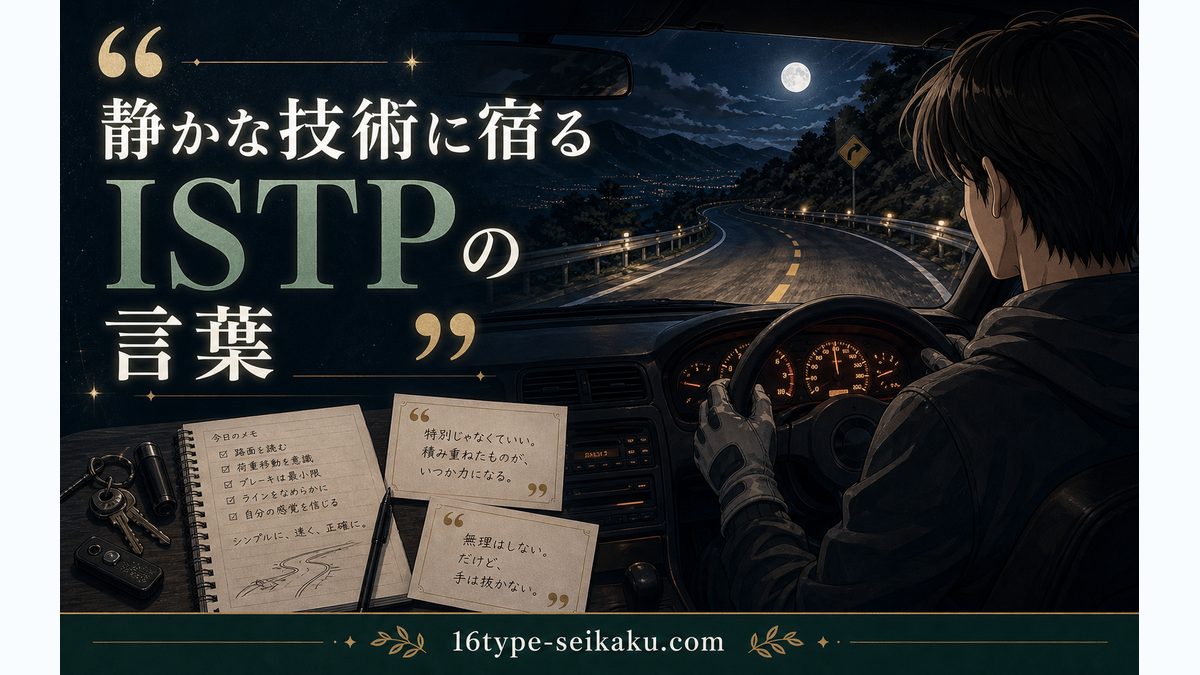 藤原拓海の心に残る名言・名セリフの要点をまとめたMBTIキャラ診断インフォグラフィック