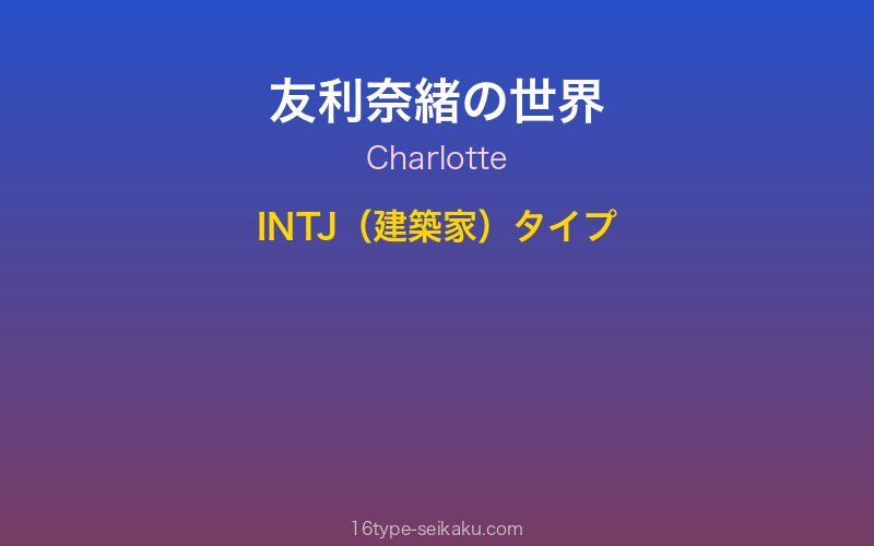 友利奈緒 キャラクターイメージ