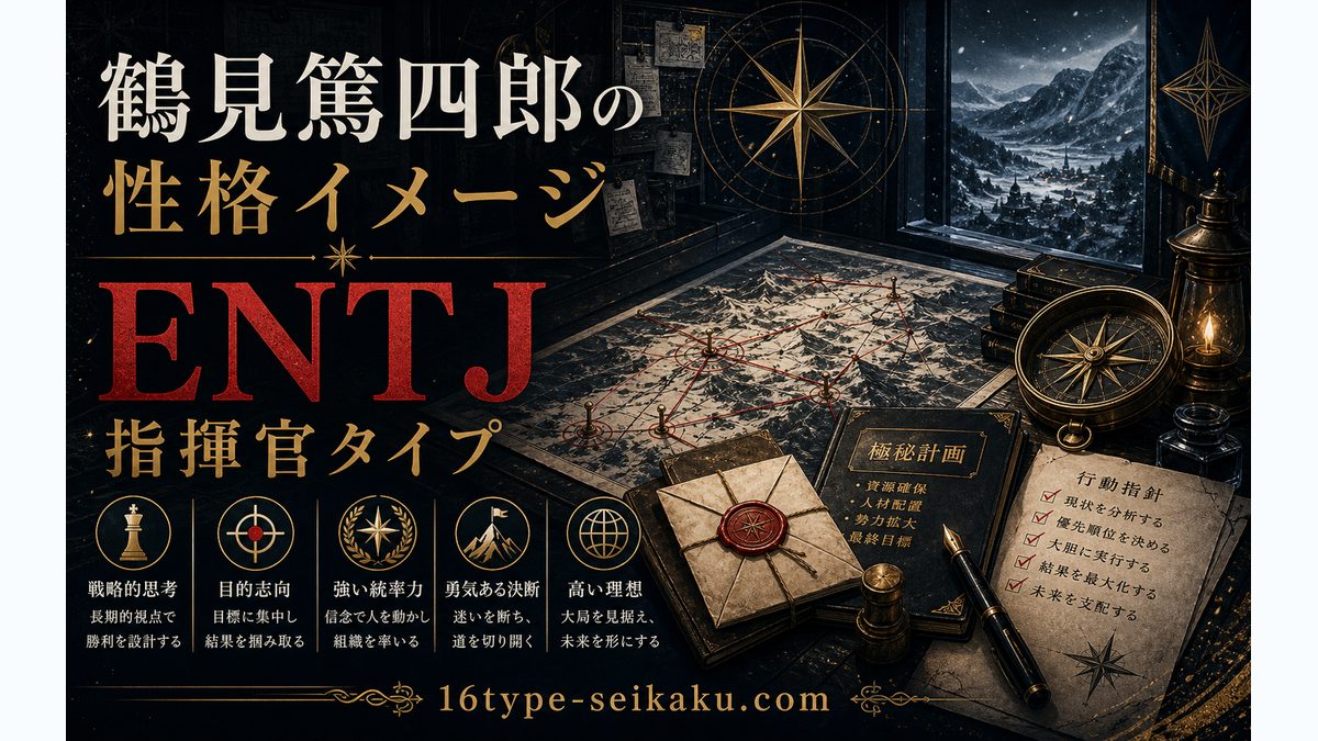 鶴見篤四郎の性格特徴の要点をまとめたMBTIキャラ診断インフォグラフィック