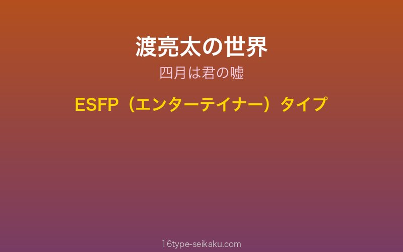 渡亮太 キャラクターイメージ