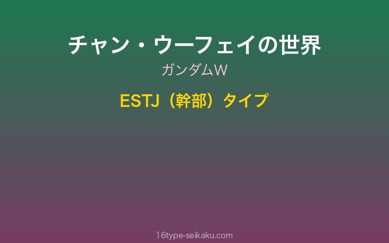 チャン・ウーフェイ キャラクターイメージ
