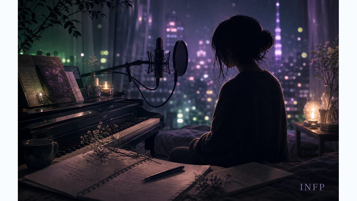 幾田りら（ikura）の性格を表すエピソードの要点をまとめたMBTI人物分析インフォグラフィック