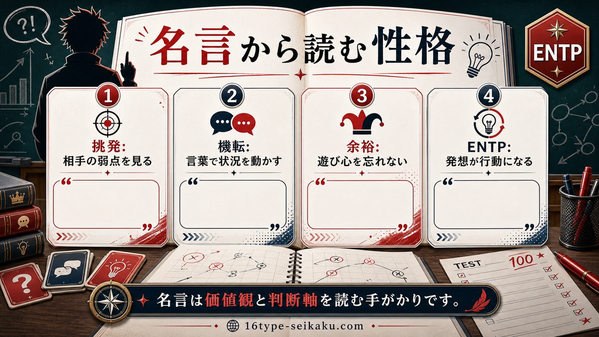 赤羽業の心に残る名言・名セリフ 6選の要点をまとめたMBTIキャラ診断インフォグラフィック