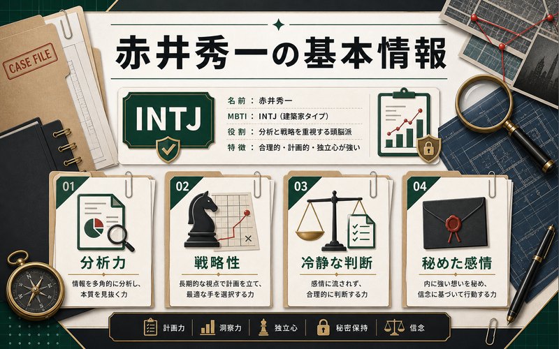 赤井秀一の基本情報をまとめたINTJプロフィール画像