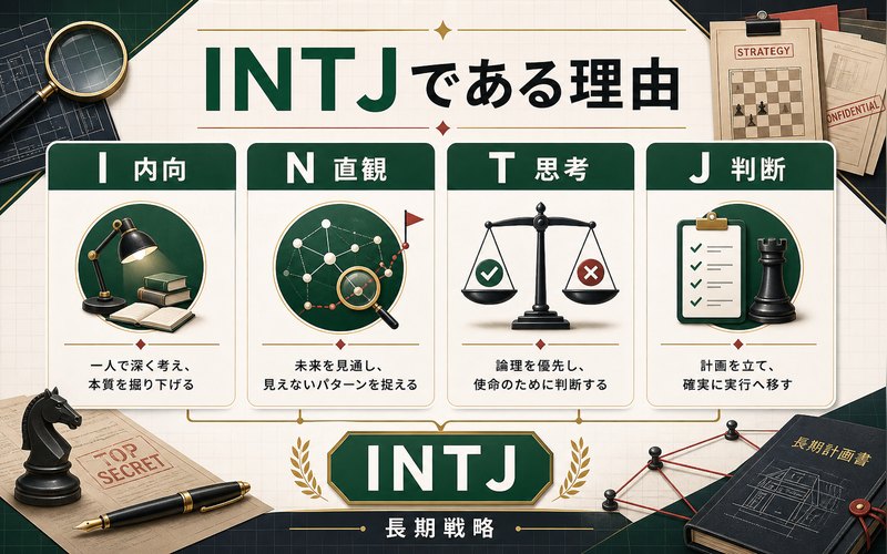 赤井秀一がINTJタイプである理由を4軸で整理した画像