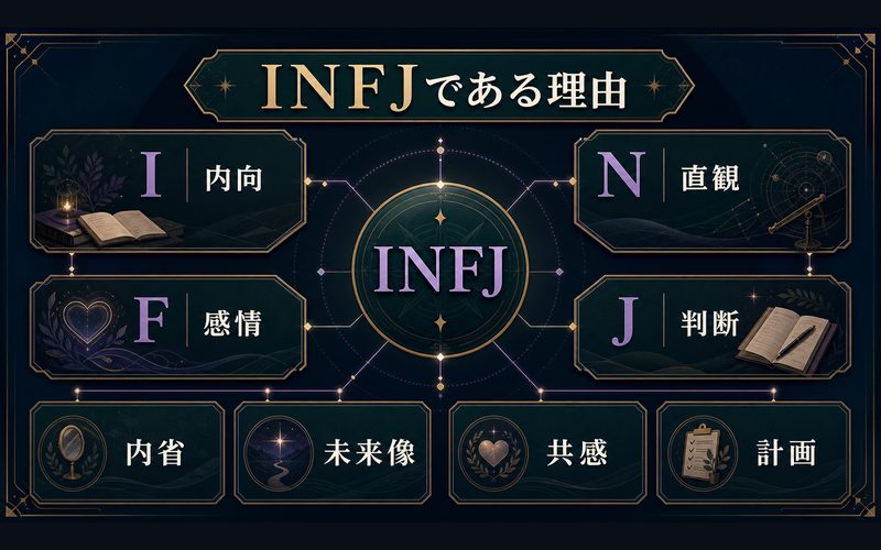 アルミンがINFJタイプである理由を4軸で示した図解