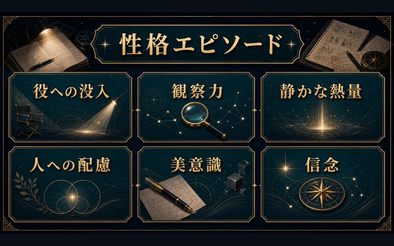 綾野剛の性格を表すエピソードをまとめた図解