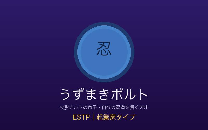 うずまきボルト ESTP起業家タイプ 新世代の忍の概念イメージ