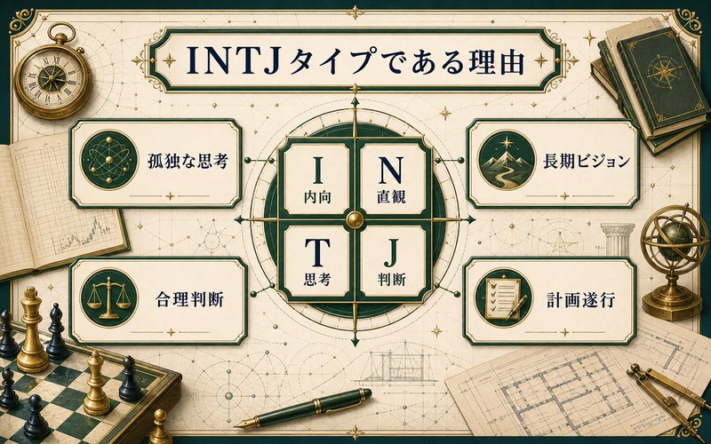 シエル・ファントムハイヴがINTJタイプである理由を4軸でまとめた画像