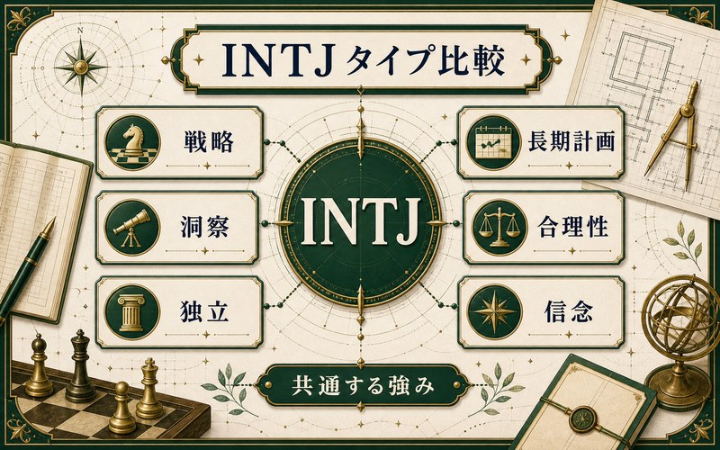 INTJタイプの他キャラクターとの共通点をまとめた画像