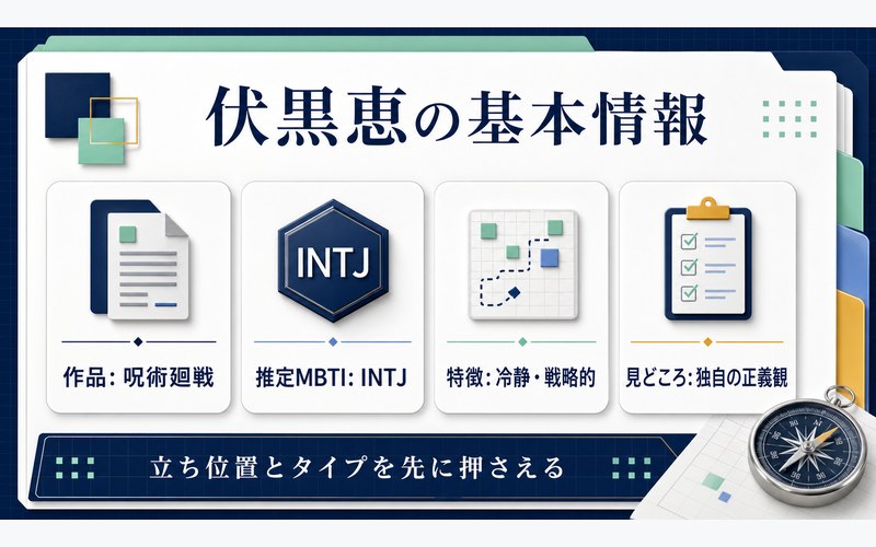 伏黒恵の基本情報を整理したINTJ分析画像