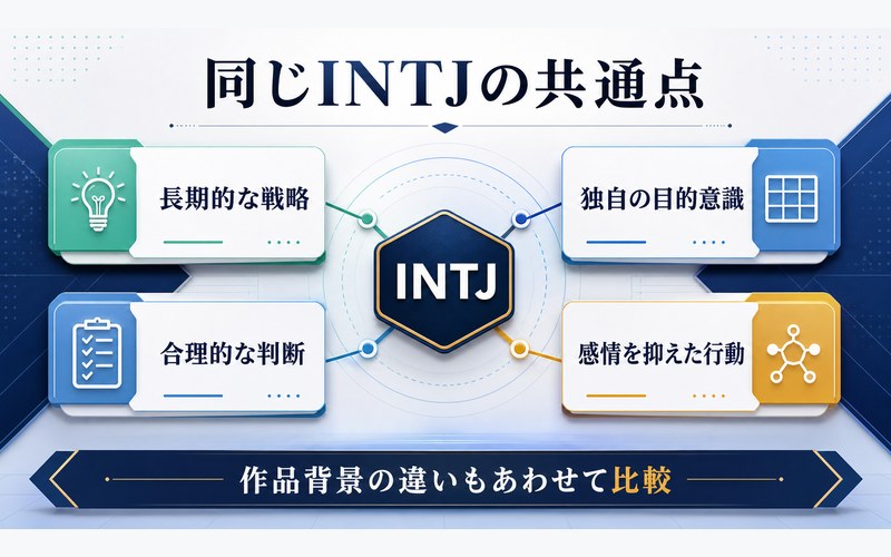 INTJタイプのキャラクター共通点を整理した画像
