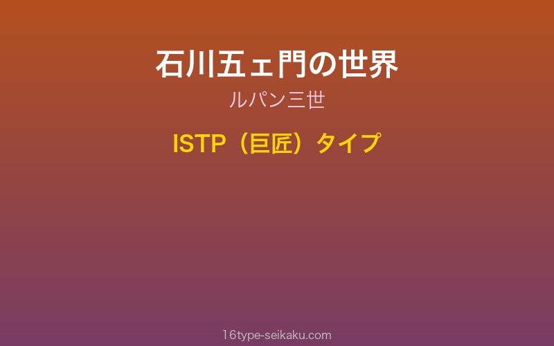 石川五ェ門 ルパン三世 ISTP 巨匠タイプ