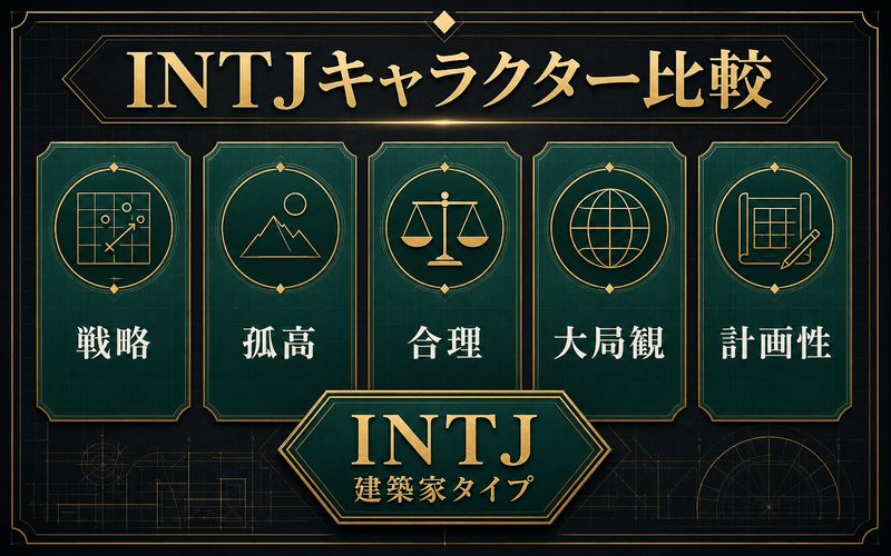 同じINTJ建築家タイプのキャラクター傾向を比較した画像
