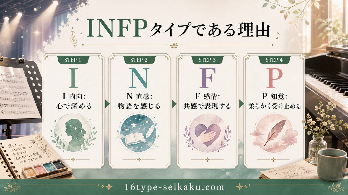 上白石萌音がINFP（仲介者）タイプである理由の要点をまとめたMBTI人物分析インフォグラフィック