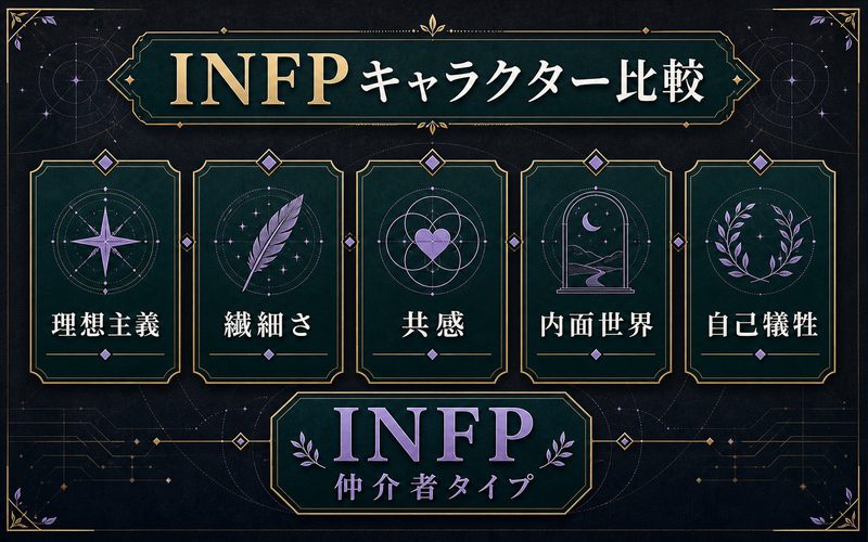 INFPタイプの他キャラクターと金木研の共通点をまとめた比較図解