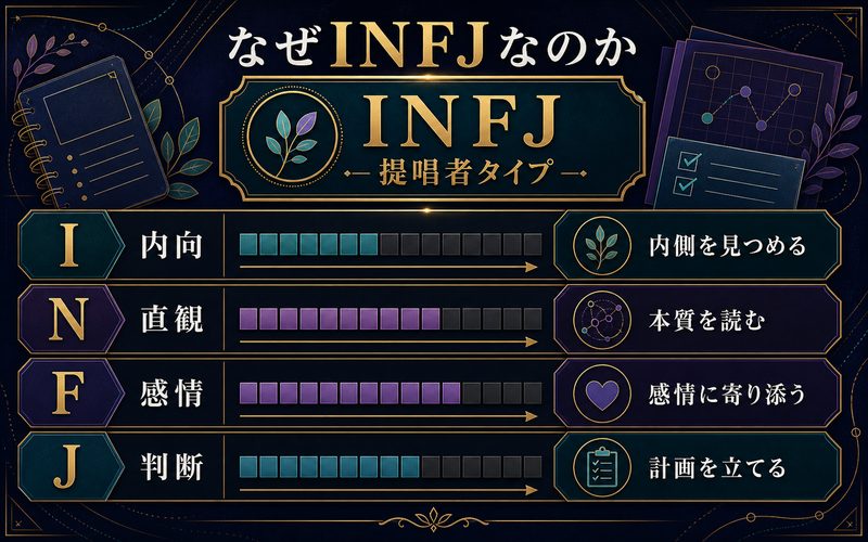 黒川あかねがINFJと考えられる理由を4軸でまとめたImage2インフォグラフィック