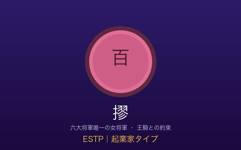 摎 ESTP起業家タイプ 六大将軍の女将軍 百城の約束の概念イメージ