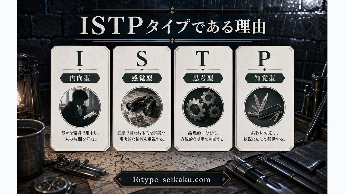 リヴァイがISTP（巨匠）タイプである理由の要点をまとめたMBTIキャラ診断インフォグラフィック