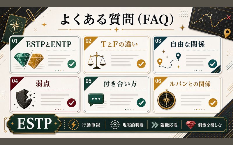 よくある質問（FAQ）の要点をまとめたMBTIキャラ診断Image2インフォグラフィック