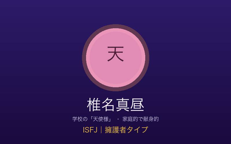 椎名真昼 ISFJ擁護者タイプ 学校の天使様の概念イメージ