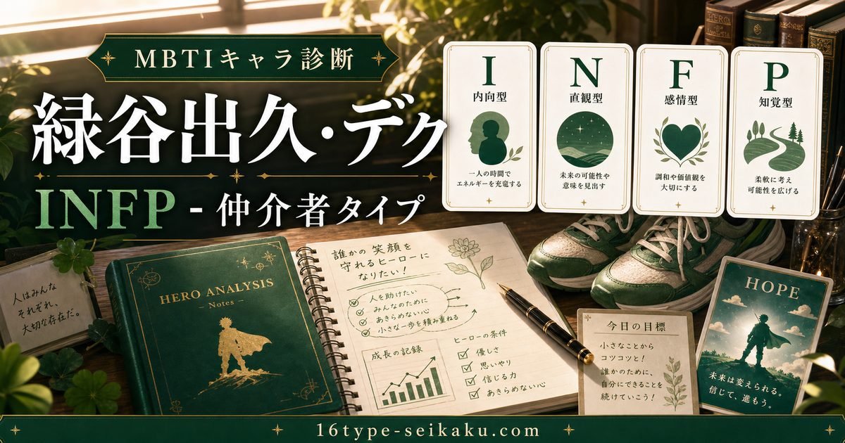 緑谷出久・デクのMBTIキャラ診断アイキャッチ画像