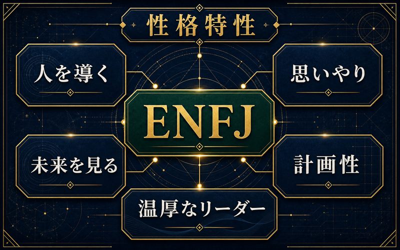 波風ミナトの性格特性をENFJの抽象図解でまとめた画像