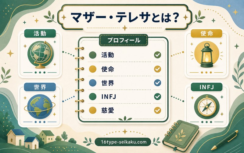 マザー・テレサの基本情報をINFJ視点で整理した画像