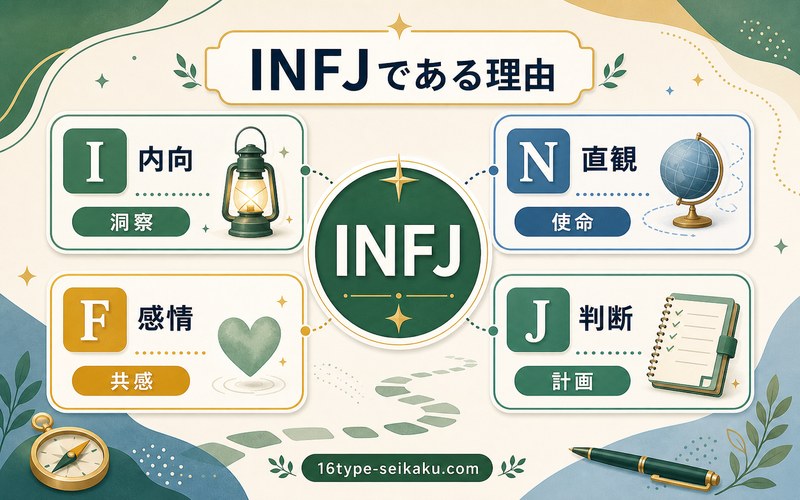 マザー・テレサがINFJタイプである理由を4軸でまとめた画像