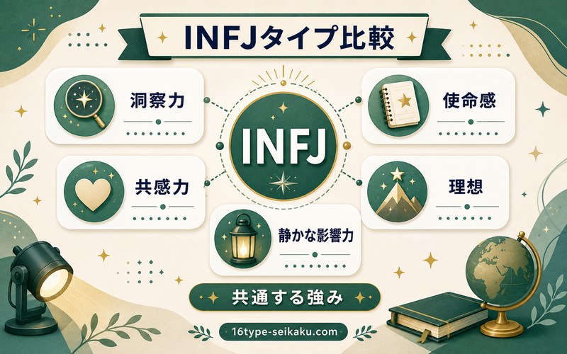 INFJタイプの有名人に共通する特徴をまとめた画像