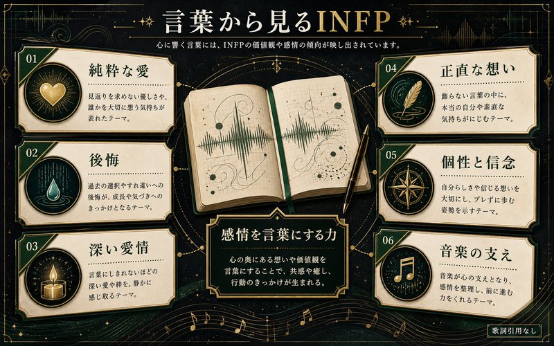 Official髭男dismの言葉から見るINFP的テーマを整理した図解